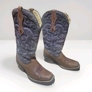 Rudel Women’s Brown / Lavender Boots Western Cowboy  Size 5 E Embroidered Shaft